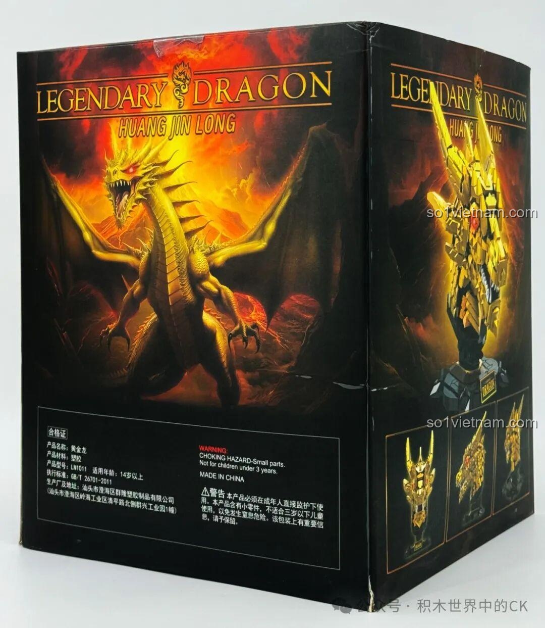 mặt trước hộp bộ lắp ghép Rồng Vàng Huyền Thoại LiNoos LN1011, đồ chơi mô hình Đầu Rồng Vàng cho con trai 14 tuổi, giá tốt