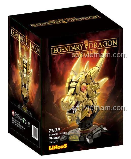 đồ chơi mô hình Rồng Vàng Huyền Thoại LiNoos LN1011, bộ lắp ghép Đầu Rồng Vàng cho con trai 14 tuổi, chi tiết mạ vàng