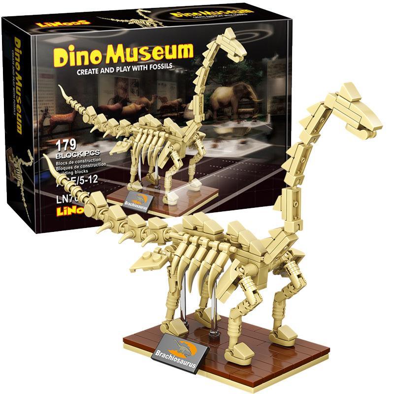 Bộ đồ chơi LiNooS LN7007 Khủng long Brachiosaurus 179 mảnh ghép, phù hợp cho bé trai 5-12 tuổi, khám phá hóa thạch, đồ chơi giáo dục STEM, nhựa ABS cao cấp, màu trắng, xuất xứ Trung Quốc