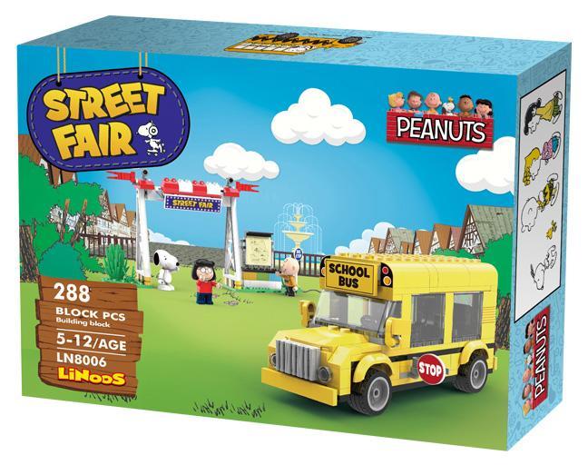 Bộ lắp ráp LiNooS LN8006 Snoopy Hội Chợ Đường Phố và Xe Buýt Trường Học 288 mảnh ghép, hộp sản phẩm chính hãng cho bé trai bé gái 5-12 tuổi, giá tốt