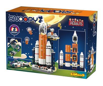 Hộp bộ đồ chơi Tên lửa Snoopy LiNoos LN8090, mô hình tên lửa vũ trụ cho bé trai 6 tuổi, chất lượng cao, giá tốt.