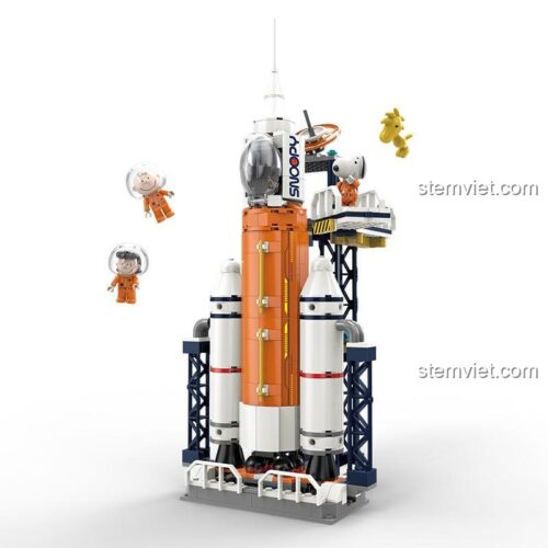 Mô hình tên lửa Snoopy LiNoos LN8090 đã lắp ráp hoàn chỉnh, đồ chơi xây dựng không gian cho bé trai 6 tuổi, chi tiết sắc nét.