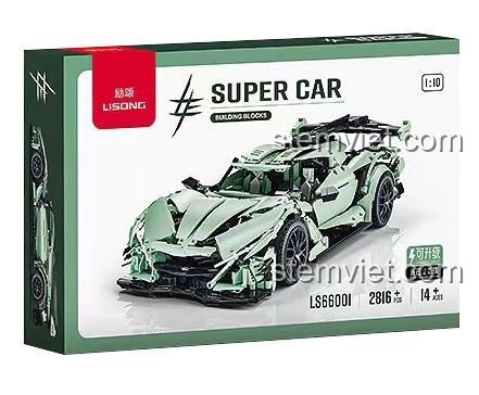 Hộp bộ lắp ráp Lisong LS66001 Siêu xe Apollo IE, đồ chơi xây dựng xe tốc độ cho bé trai 14 tuổi, tỉ lệ 1:10
