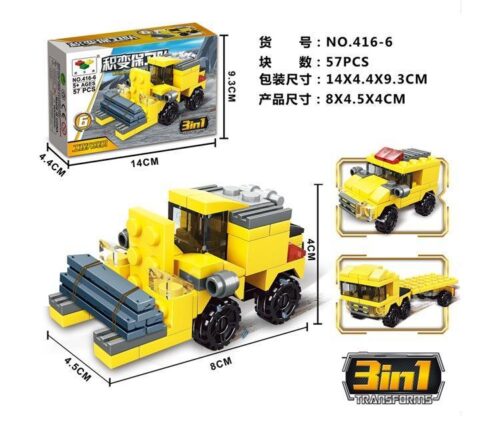 Bộ lắp ghép Xe công trình biến hình Little companion 416-6 cho bé trai 5 tuổi, đồ chơi lắp ráp giá tốt giúp phát triển tư duy sáng tạo.