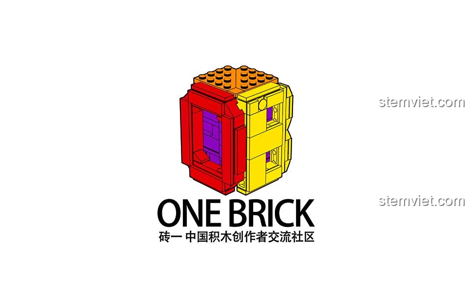 Logo Onebrick, cộng đồng sáng tạo đồ chơi lắp ráp, biểu tượng cho niềm đam mê và sự kết nối.