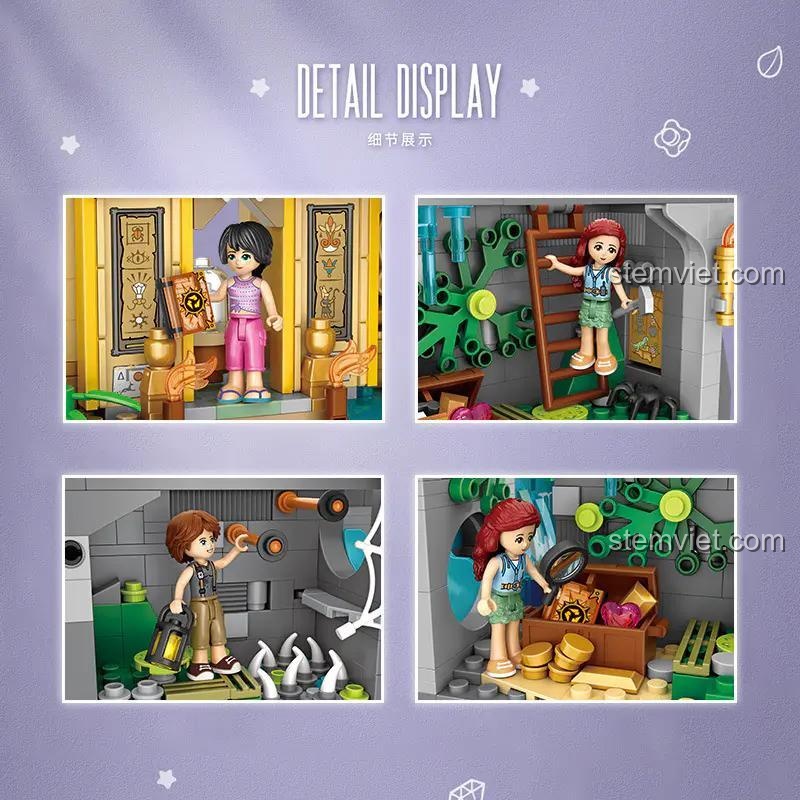 Chi tiết các nhân vật trong bộ xếp hình Khu di tích cổ trong rừng LOZ 1038, chất lượng cao.