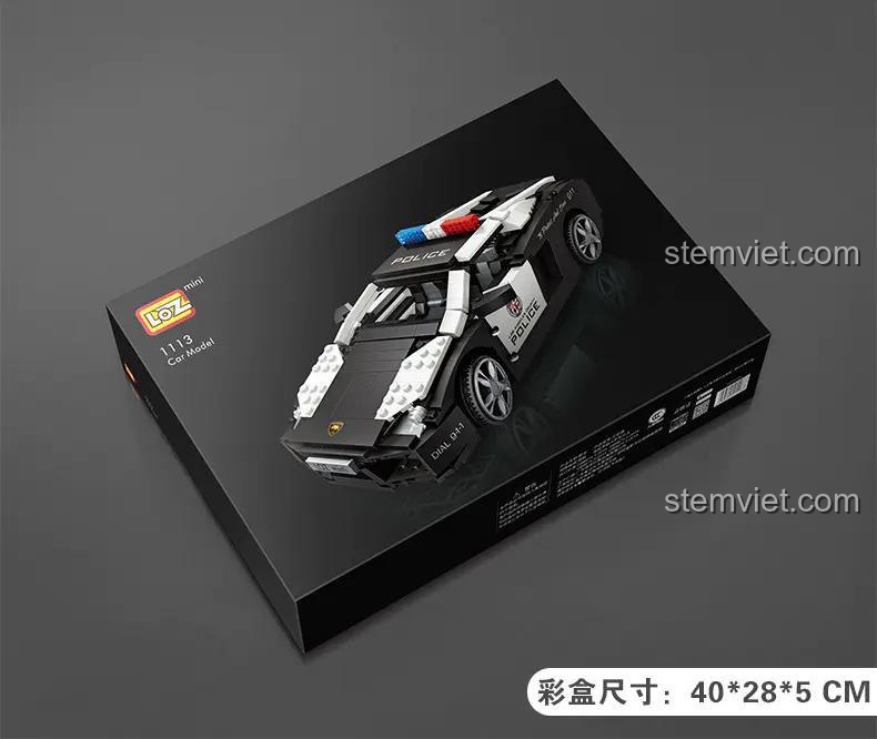 Hộp đồ chơi mô hình Xe cảnh sát Los Angeles LOZ 1113, quà tặng sinh nhật cho con trai 6 tuổi.