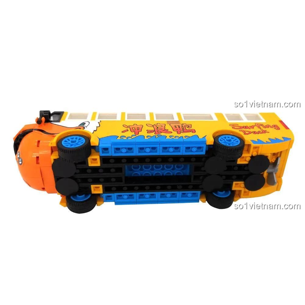 Phần gầm xe của bộ lắp ghép LOZ 1115, thể hiện hệ thống bánh xe và khung gầm vững chãi.