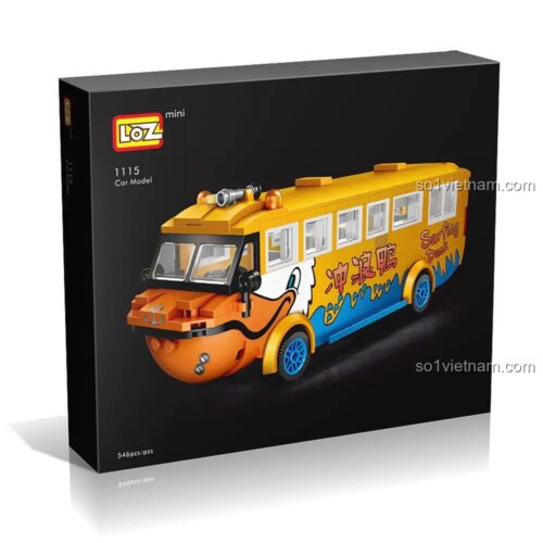 Hình ảnh bộ lắp ghép Xe Buýt Vịt Lướt Sóng LOZ 1115 với thiết kế độc đáo, màu sắc tươi sáng, phù hợp cho bé 6 tuổi.