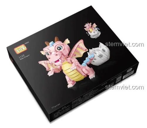 Hộp đồ chơi mô hình LOZ 1122 Rồng con màu hồng, 771 mảnh ghép mini. Món quà sinh nhật tuyệt vời cho con gái.