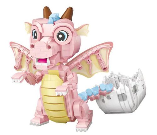 Bộ lắp ghép LOZ 1122 Rồng con màu hồng đáng yêu cho bé gái 6 tuổi, giá rẻ. Mô hình chú rồng con cute nở ra từ trứng.