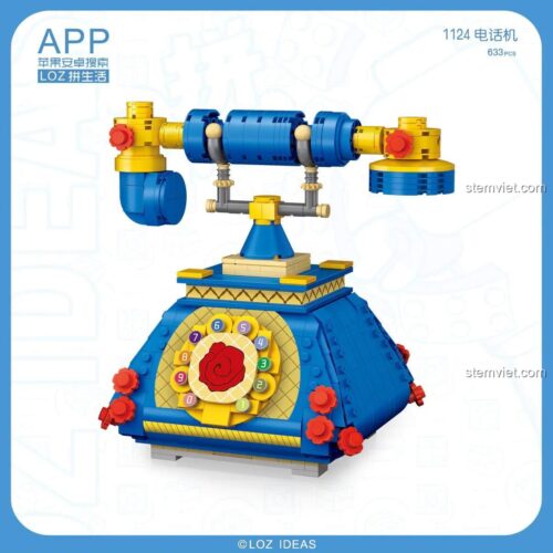 Đồ chơi mô hình Điện thoại quay số LOZ 1124. Bộ lắp ráp 633 mảnh, màu xanh vàng bắt mắt.