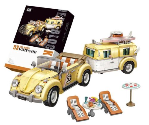 Bộ lắp ráp Xe Con Bọ Volkswagen Beetle LOZ 1130, mô hình xe cắm trại cổ điển cho bé trai 6 tuổi, giá rẻ.