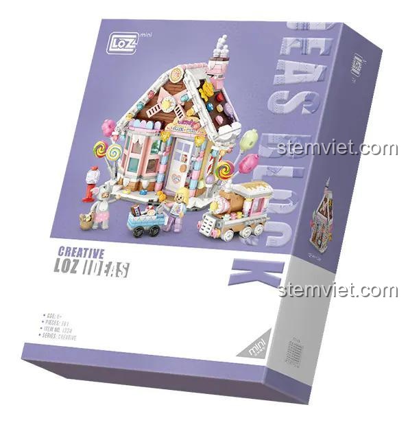 Vỏ hộp của bộ xếp hình Ngôi Nhà Bánh Gừng Giáng Sinh LOZ 1224, quà tặng ý nghĩa cho bé gái.