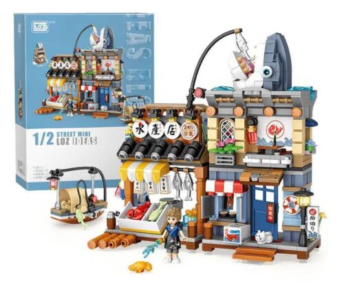 Bộ lắp ghép Cửa hàng hải sản LOZ 1231 với 790 mảnh ghép mini, đồ chơi mô hình cho bé gái 6 tuổi giá rẻ.