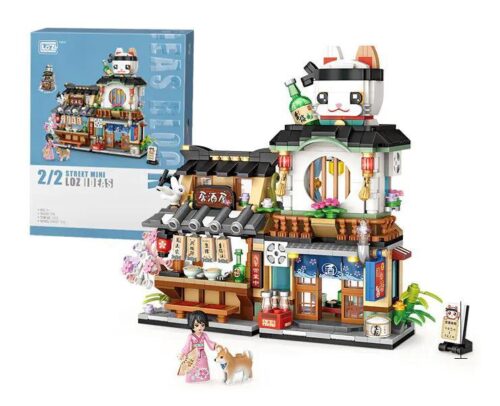LOZ 1232 Quán Izakaya Phố Mini, bộ lắp ghép kiến trúc Nhật Bản tinh xảo, đồ chơi mô hình cho bé trai và bé gái 6 tuổi, giá tốt, tái hiện phố ẩm thực Nhật Bản