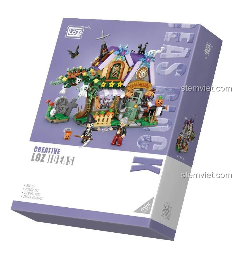 Hộp đồ chơi xây dựng LOZ 1233 Ngôi nhà ma quái, món quà Halloween ý nghĩa cho bé 6 tuổi.