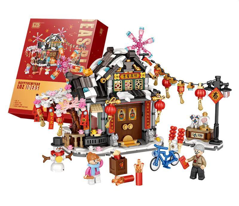 Bộ lắp ghép Ngôi Nhà Ngày Tết LOZ 1240, đồ chơi mô hình 891 chi tiết mini block cho bé trai và bé gái từ 6 tuổi, giá rẻ.