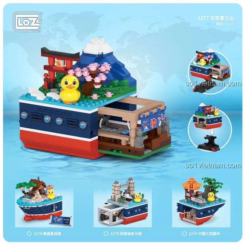 Chi tiết bộ đồ chơi lắp ghép LOZ 1277 Vịt Con Lắp Ghép Núi Phú Sĩ Nhật Bản - Mô hình Núi Phú Sĩ