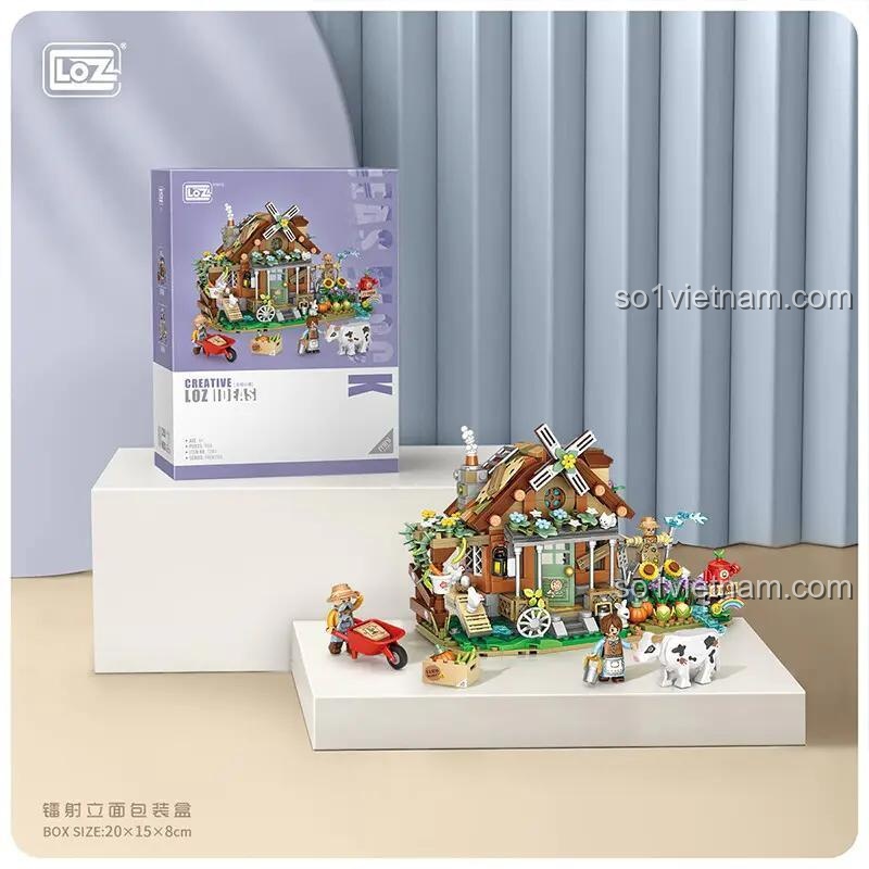 Mô hình Nhà Trang Trại LOZ 1281, bộ lắp ráp 899 chi tiết cho bé