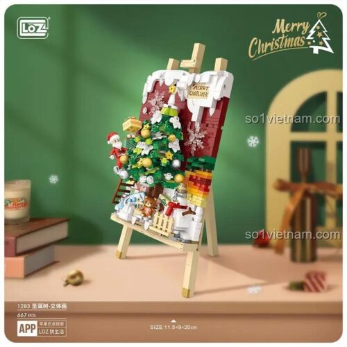 Bộ đồ chơi LOZ 1283 Cây Thông Noel Lắp Ghép 3D, Mô hình Cây thông Noel 3D, Đồ chơi giáo dục cho bé 6 tuổi, Đồ chơi trang trí Noel