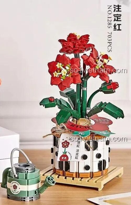 Bộ lắp ghép Chậu Cây Bông Đỏ LOZ 1285 đã lắp ráp