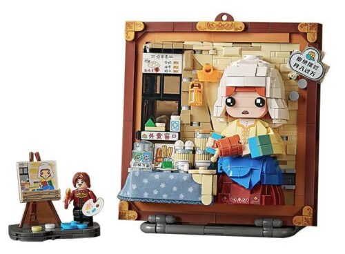 Bộ lắp ghép Tranh 3D Cô Gái Rót Sữa LOZ 1289, đồ chơi sáng tạo cho bé 6 tuổi, tái hiện tác phẩm The Milkmaid của Vermeer.