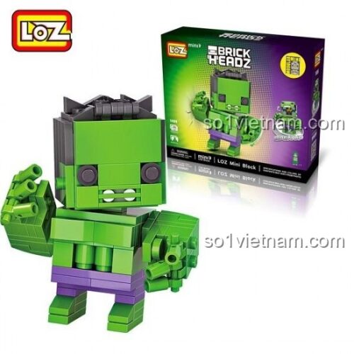 Hộp đồ chơi mô hình LOZ 1406 Hulk Người Khổng Lồ Xanh 163 mảnh, bộ xếp hình Siêu anh hùng Hulk LOZ, chất lượng cao, giá tốt cho bé trai 6 tuổi.