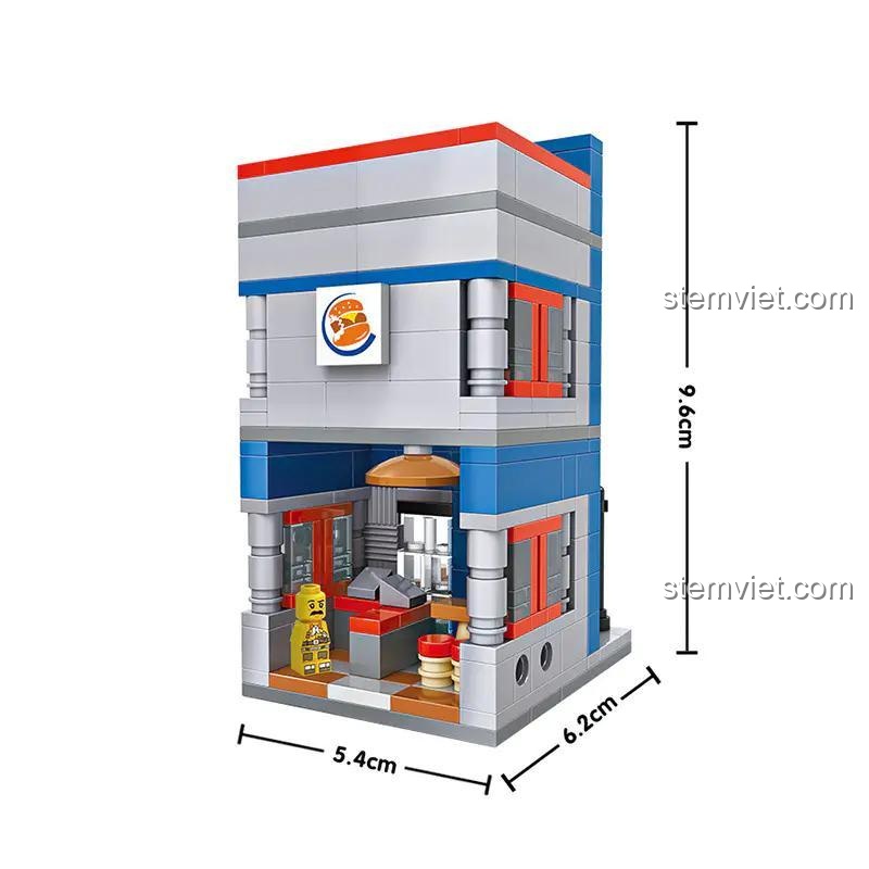 Hộp đồ chơi xây dựng Tiệm bánh mì kẹp thịt LOZ 1602, quà tặng sáng tạo cho bé gái nhân dịp sinh nhật.