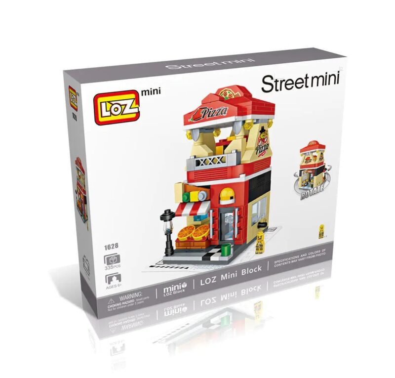 Hộp bộ lắp ghép LOZ 1628 Cửa Hàng Pizza Mini 335 mảnh, đồ chơi mô hình cho bé gái 6 tuổi giá rẻ.