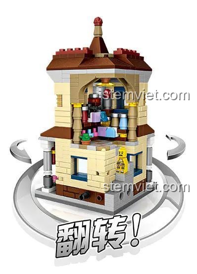 đồ chơi mô hình Tòa nhà Mua sắm Phố Chính 1632, có thể xoay mở xem nội thất bên trong