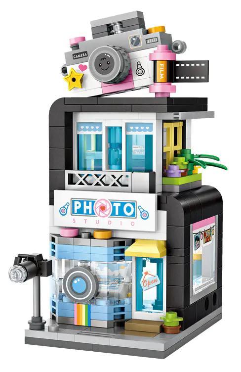 Bộ lắp ghép Tiệm Chụp Ảnh Mini LOZ 1647, mô hình cửa hàng photo studio với 346 mảnh mini block, đồ chơi sáng tạo cho bé gái 6 tuổi.
