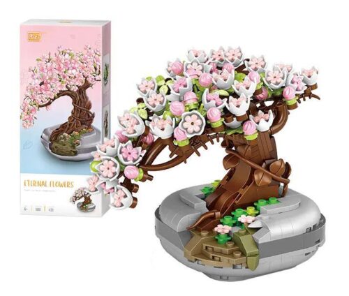 Bộ lắp ráp Cây Bonsai Hoa Anh Đào LOZ 1661 và hộp sản phẩm, đồ chơi mô hình cho bé gái 6 tuổi giá rẻ.