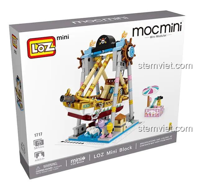 Hộp đồ chơi mô hình LOZ 1717 Trò chơi tàu hải tặc, 541 mảnh mini block, quà tặng cho bé trai