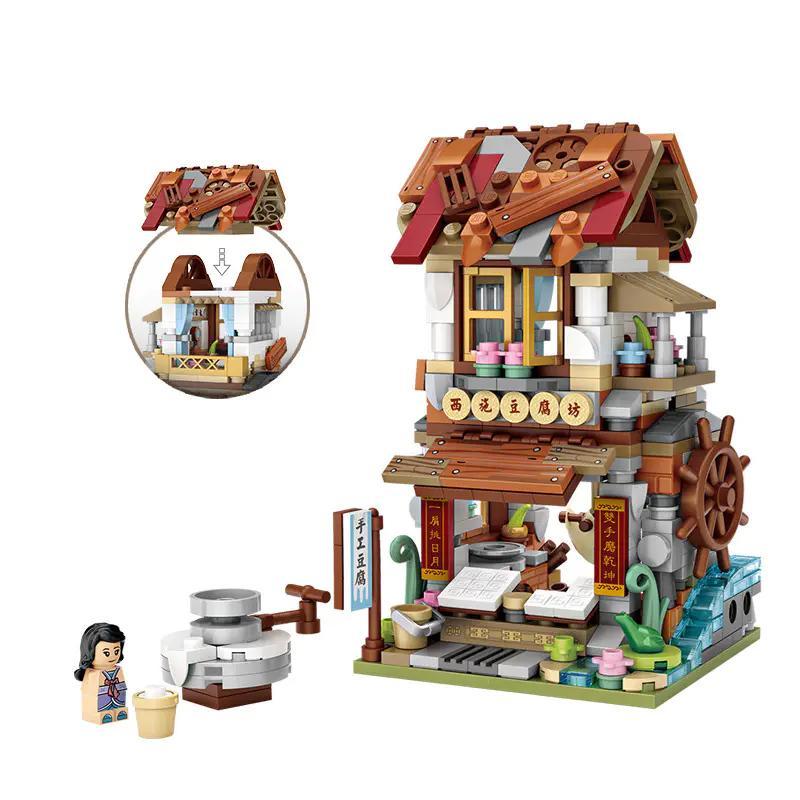 Bộ lắp ghép Cửa hàng Đậu Phụ Phố Tàu LOZ 1736. Đồ chơi mô hình kiến trúc mini block cho bé gái 6 tuổi, giá rẻ.