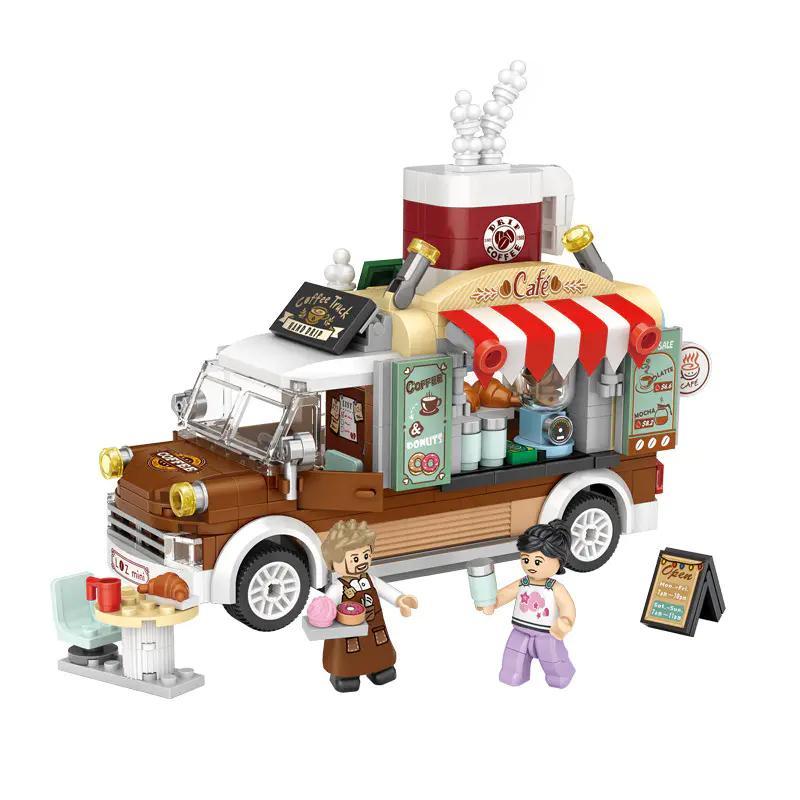 Bộ lắp ráp Xe Tải Bán Cà Phê LOZ 1740. Đồ chơi mô hình food truck dễ thương cho bé gái 6 tuổi, giá rẻ.