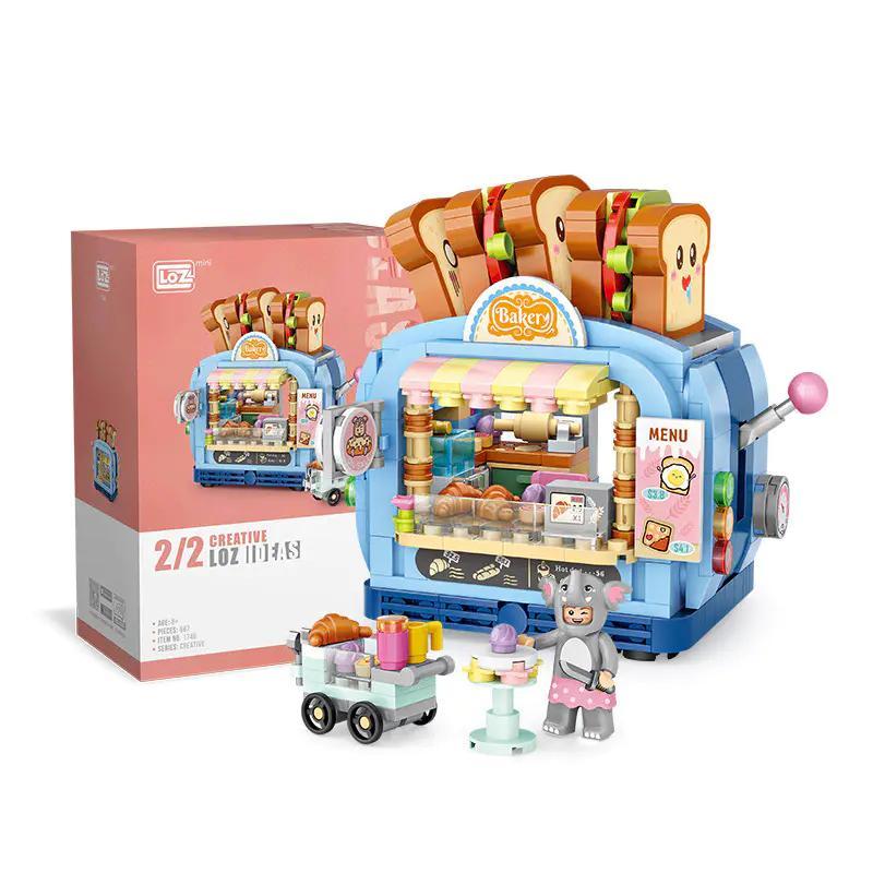 Hộp sản phẩm bộ lắp ghép Tiệm Bánh Mì Mini LOZ 1746, đồ chơi mô hình sáng tạo cho bé gái 6 tuổi giá rẻ.