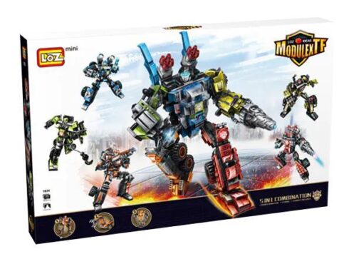bộ lắp ráp Robot Hợp Thể Devastator LOZ 1824 cho bé trai 6 tuổi, giá rẻ. Mô hình robot biến hình 5 trong 1.