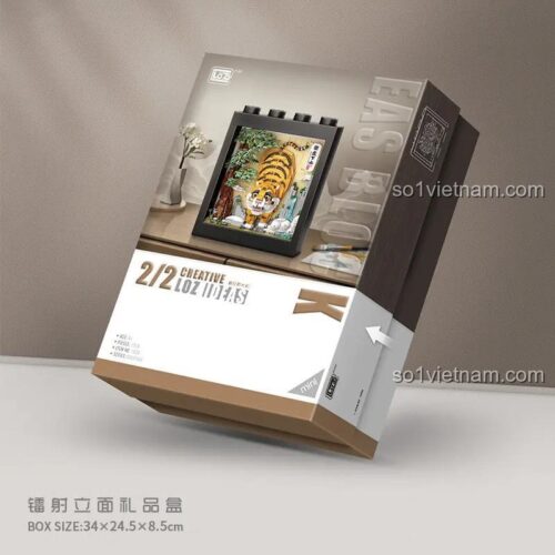 Hộp sản phẩm đồ chơi mô hình LOZ 1906, tranh 3D con hổ với 1329 chi tiết, quà tặng độc đáo.
