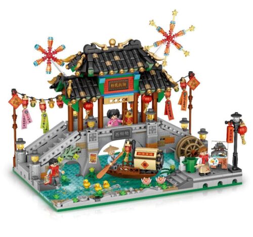 bộ lắp ghép Cổ trấn sông nước Giang Nam LOZ 1924, mô hình kiến trúc cổ Trung Hoa cho bé 6 tuổi, giá rẻ.