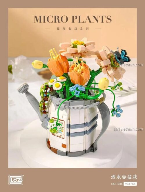 Hộp đồ chơi mô hình LOZ 1936 Bình tưới hoa mini, 973 chi tiết, thiết kế tinh xảo, món quà sáng tạo cho bé gái 8 tuổi, giá tiết kiệm.