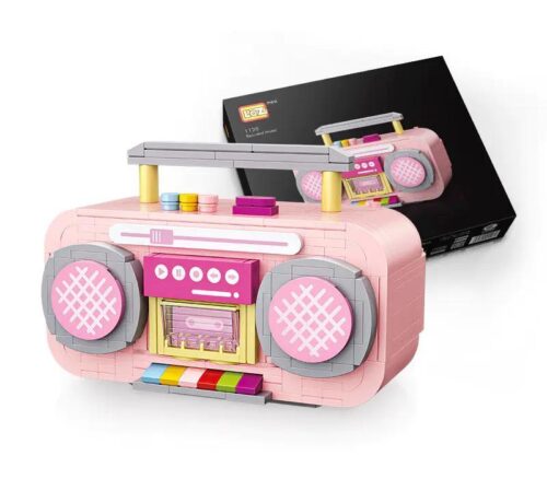 Bộ lắp ghép Đài Cassette LOZ 4102 màu hồng, đồ chơi mô hình retro cho bé gái 6 tuổi, giá tốt.