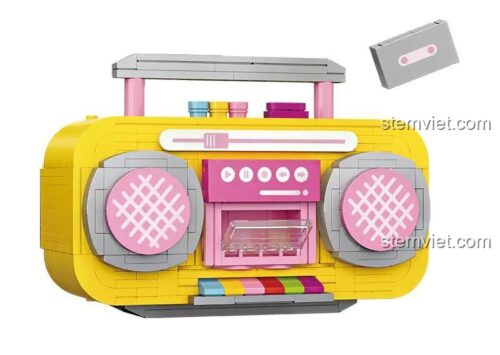 Đồ chơi mô hình LOZ 4102 Đài Cassette Cổ Điển màu vàng, 419 mảnh mini block siêu chi tiết.