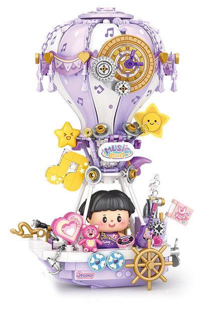 Bộ lắp ráp hộp nhạc khinh khí cầu âm nhạc LOZ 4111 cho bé gái 6 tuổi, mô hình có đèn LED và phát nhạc du dương.