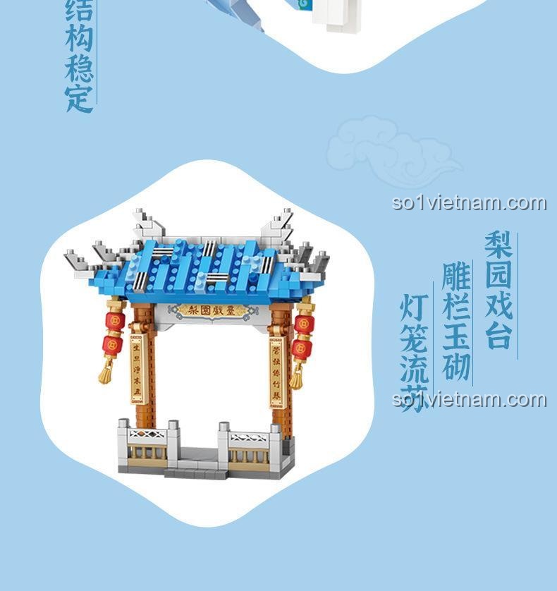 đồ chơi mô hình LOZ 8101 Panda Tiểu Sinh Kinh Kịch sân khấu, bộ lắp ghép panda kinh kịch chi tiết, đồ chơi lắp ráp giá tốt cho bé 6 tuổi