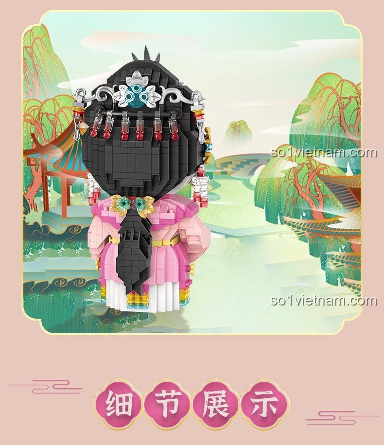 Mô hình Gấu Trúc Kinh Kịch LOZ 8108, chi tiết tinh xảo, nghệ thuật kinh kịch, đồ chơi sáng tạo cho con gái