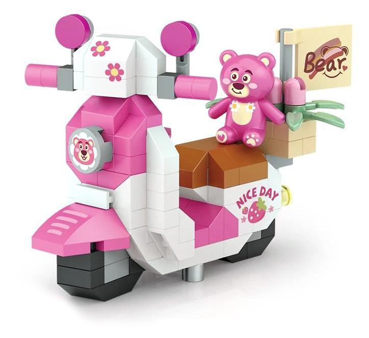 LOZ 8613 Xe Điện Gấu Hồng, bộ đồ chơi lắp ghép đáng yêu cho bé gái 14 tuổi, thiết kế màu hồng nổi bật, giá tốt