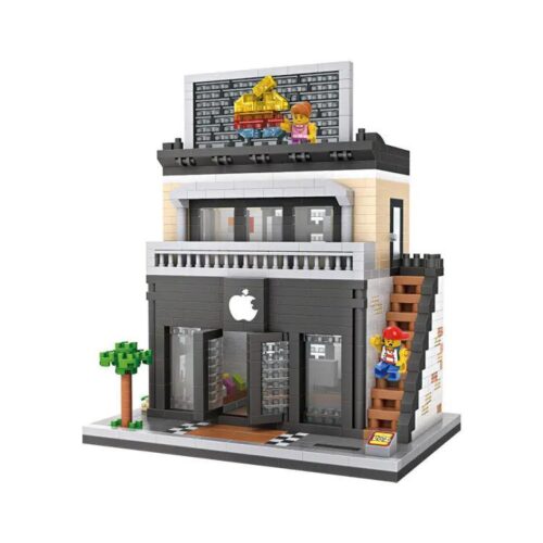 Bộ lắp ghép LOZ 9036 Cửa hàng Kỹ thuật số với 2 minifigures, mô hình cửa hàng Apple thu nhỏ, kiến trúc hiện đại, phù hợp cho bé trai 6 tuổi