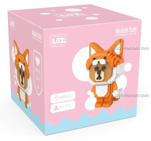 Hộp bộ đồ chơi LOZ 9250 Mô hình Cáo, 860 mảnh ghép mini block, quà tặng bé gái 6 tuổi, siêu tiết kiệm