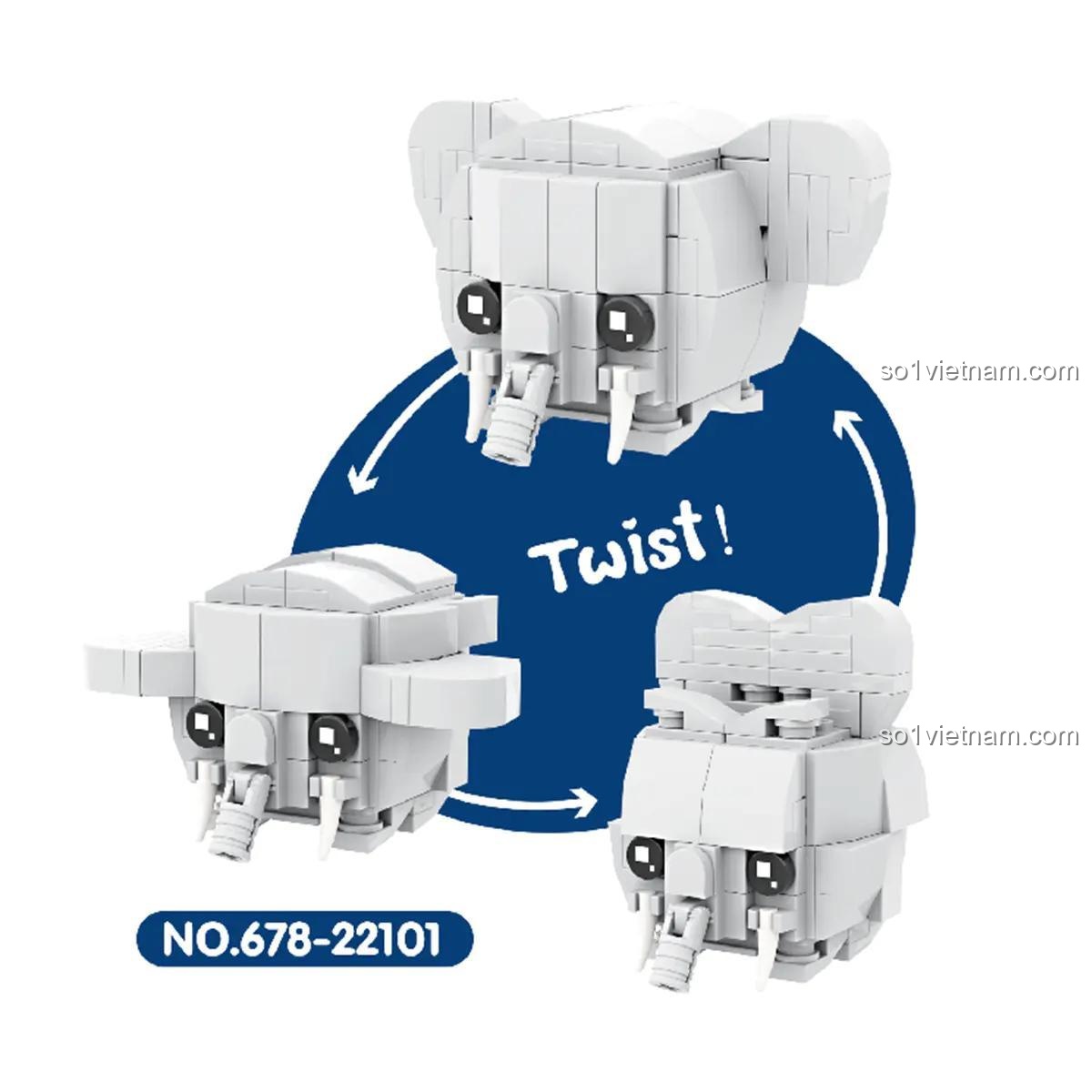 Mô hình Voi Khối Lập Phương LQFUN 678-22101 đang xoay biến hình, phát triển tư duy logic cho trẻ 8 tuổi.